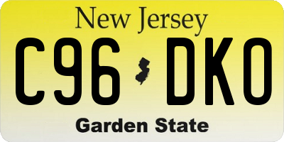 NJ license plate C96DKO