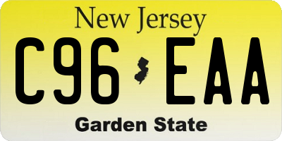 NJ license plate C96EAA