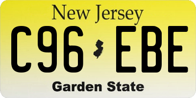 NJ license plate C96EBE