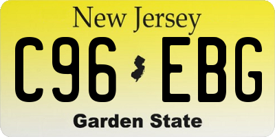 NJ license plate C96EBG