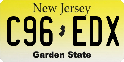 NJ license plate C96EDX