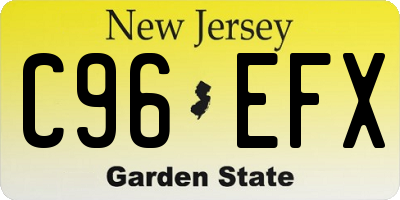 NJ license plate C96EFX