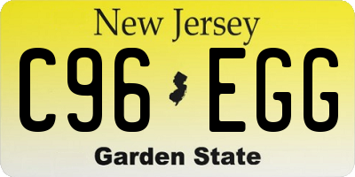 NJ license plate C96EGG