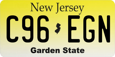 NJ license plate C96EGN
