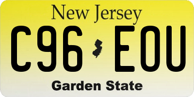 NJ license plate C96EOU