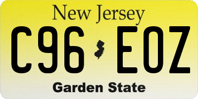 NJ license plate C96EOZ