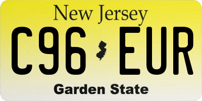 NJ license plate C96EUR