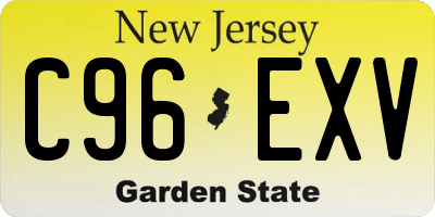 NJ license plate C96EXV