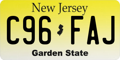 NJ license plate C96FAJ