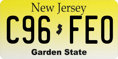 NJ license plate C96FEO