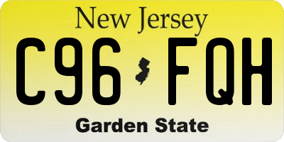 NJ license plate C96FQH