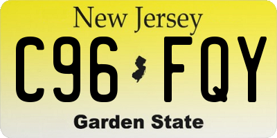 NJ license plate C96FQY