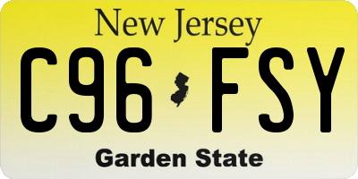 NJ license plate C96FSY