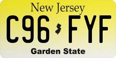 NJ license plate C96FYF