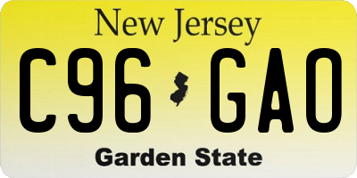 NJ license plate C96GAO