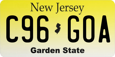 NJ license plate C96GOA