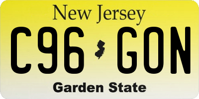 NJ license plate C96GON
