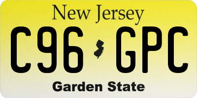 NJ license plate C96GPC