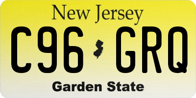 NJ license plate C96GRQ