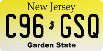 NJ license plate C96GSQ
