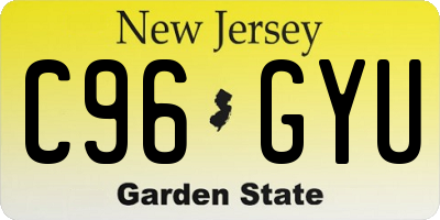 NJ license plate C96GYU