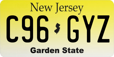 NJ license plate C96GYZ