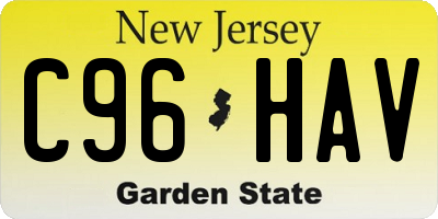 NJ license plate C96HAV