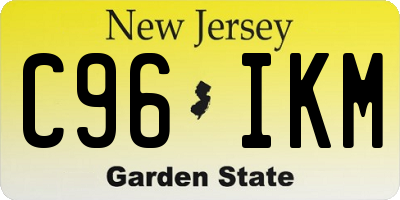 NJ license plate C96IKM