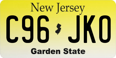 NJ license plate C96JKO