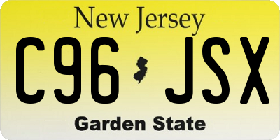 NJ license plate C96JSX