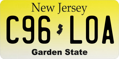 NJ license plate C96LOA