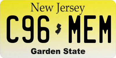 NJ license plate C96MEM