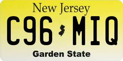 NJ license plate C96MIQ