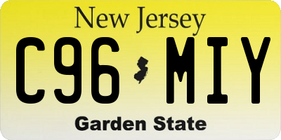 NJ license plate C96MIY