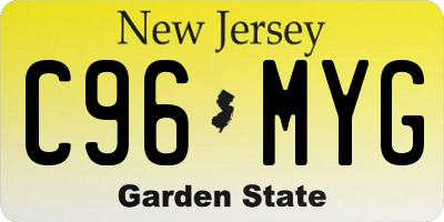 NJ license plate C96MYG