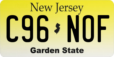 NJ license plate C96NOF