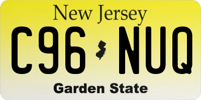NJ license plate C96NUQ