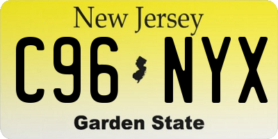 NJ license plate C96NYX