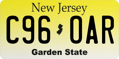 NJ license plate C96OAR