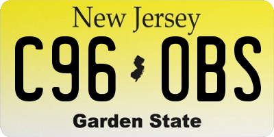 NJ license plate C96OBS
