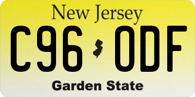 NJ license plate C96ODF