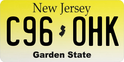 NJ license plate C96OHK