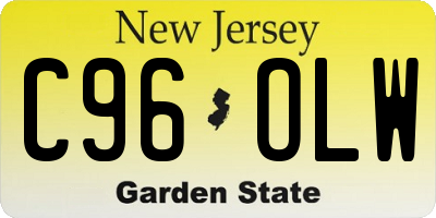 NJ license plate C96OLW