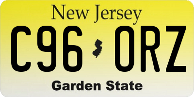 NJ license plate C96ORZ