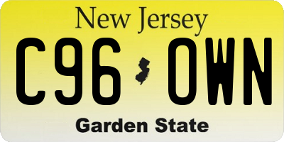 NJ license plate C96OWN