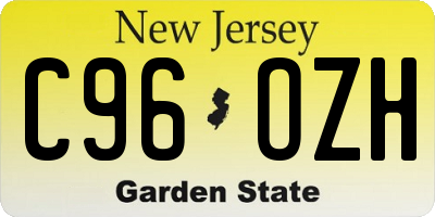 NJ license plate C96OZH