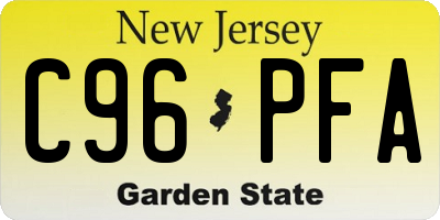 NJ license plate C96PFA