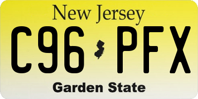 NJ license plate C96PFX