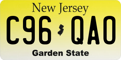 NJ license plate C96QAO