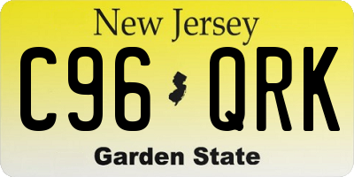 NJ license plate C96QRK